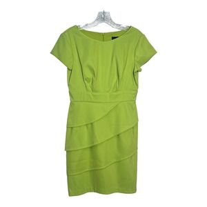 Connected Petite Green Tiered Dress Womens Short Sleeve Career‎ Party Cocktail